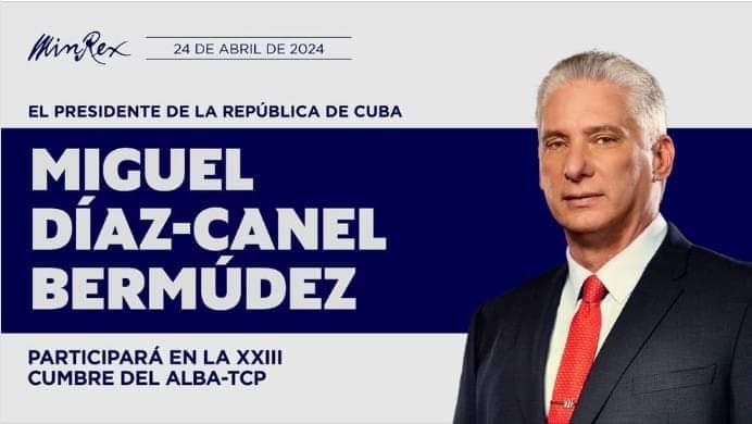 #Cuba 🇨🇺, con la representación de nuestro presidente Miguel Díaz-Canel Bermúdez, participa en la XXIII Cumbre del Alba-TCP en Venezuela, impulsando la unidad y solidaridad de los pueblos de nuestra América.