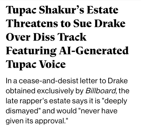 2Pac’s estate is threatening to sue Drake over the new AI generated verse They are rightfully pissed off