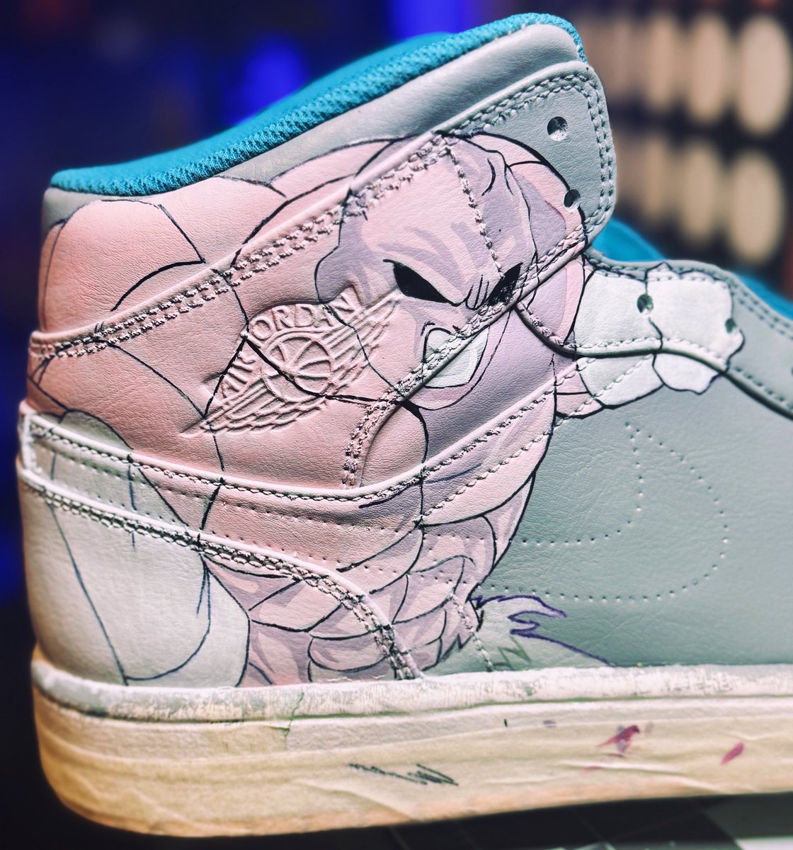 JTRCustoms's tweet photo. WIP 🚧 Full Power Jiren Custom Jordan.  #jiren #dragonballsuper #jordans #goku #akiratoriyama #customsneakers                                        Paints: @angelusdirect 🎨 https://t.co/VmRELeWL93