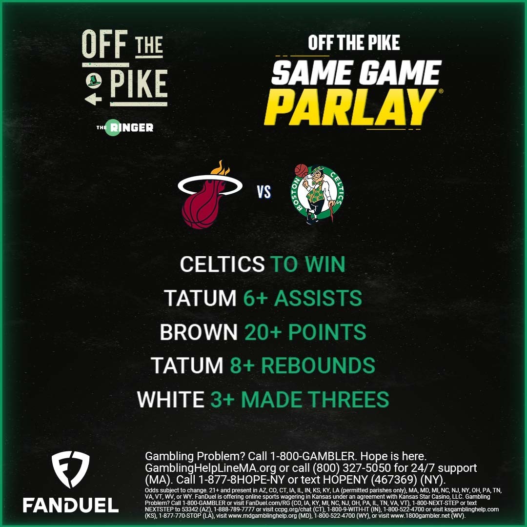 Ahead of Game 2 of the first-round matchup between the Celtics and Heat, @itsbrianbarrett cooked up another #SameGameParlay! Which leg of this parlay are you sweating, Boston fans? Play along on @FDSportsbook here: fanduel.com/theringer