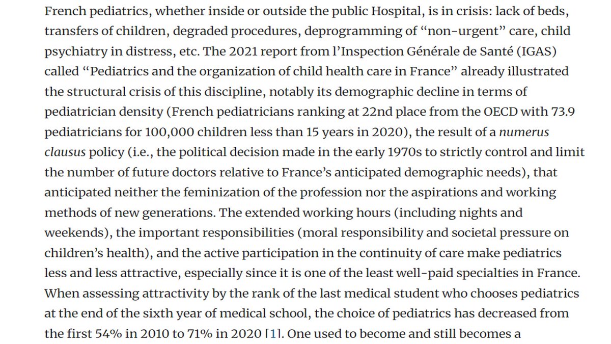 French pediatrics, inside & outside the hospital, is in crisis: lack of beds, transfers, degraded procedures, deprogramming of “non-urgent” care, etc. Read this Editorial Commentary on the consequences of paradoxical injunctions & a plea for action. link.springer.com/article/10.100…