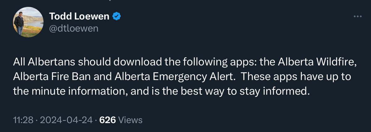 When the minister of Forests and Parks recommends that ALL Albertans should download emergency apps, that doesn't speak well for even his confidence in the provinces ability to prevent &amp; manage wildfires this year...

#abpoli #ableg #cdnpoli