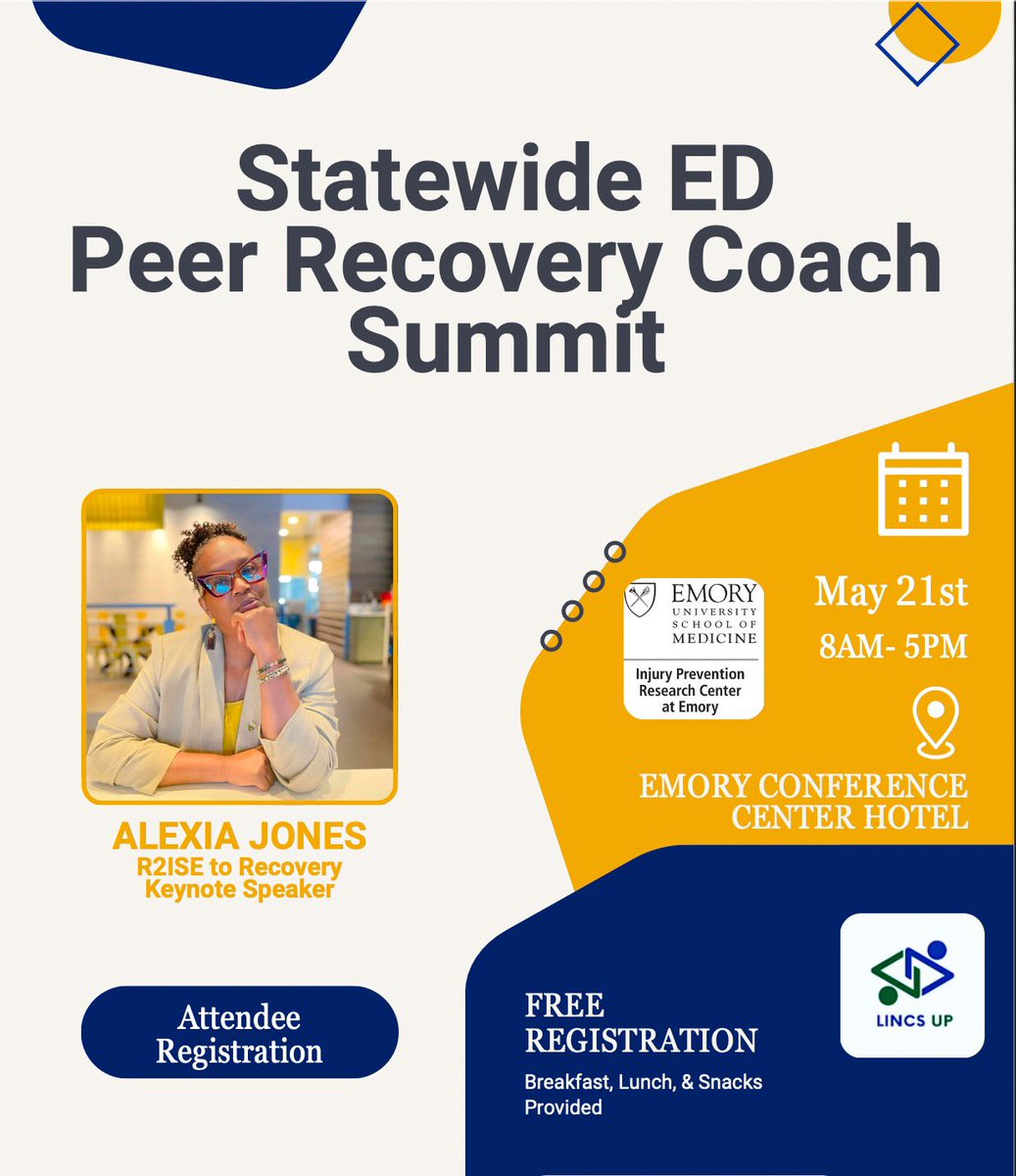 Mark your calendars! There is less than a month until the Statewide Emergency Department Peer Recovery Coach Summit takes place at Emory Conference Center. Don’t miss out on insightful presentations, collaborations, and more. Registration is free: forms.office.com/pages/response….