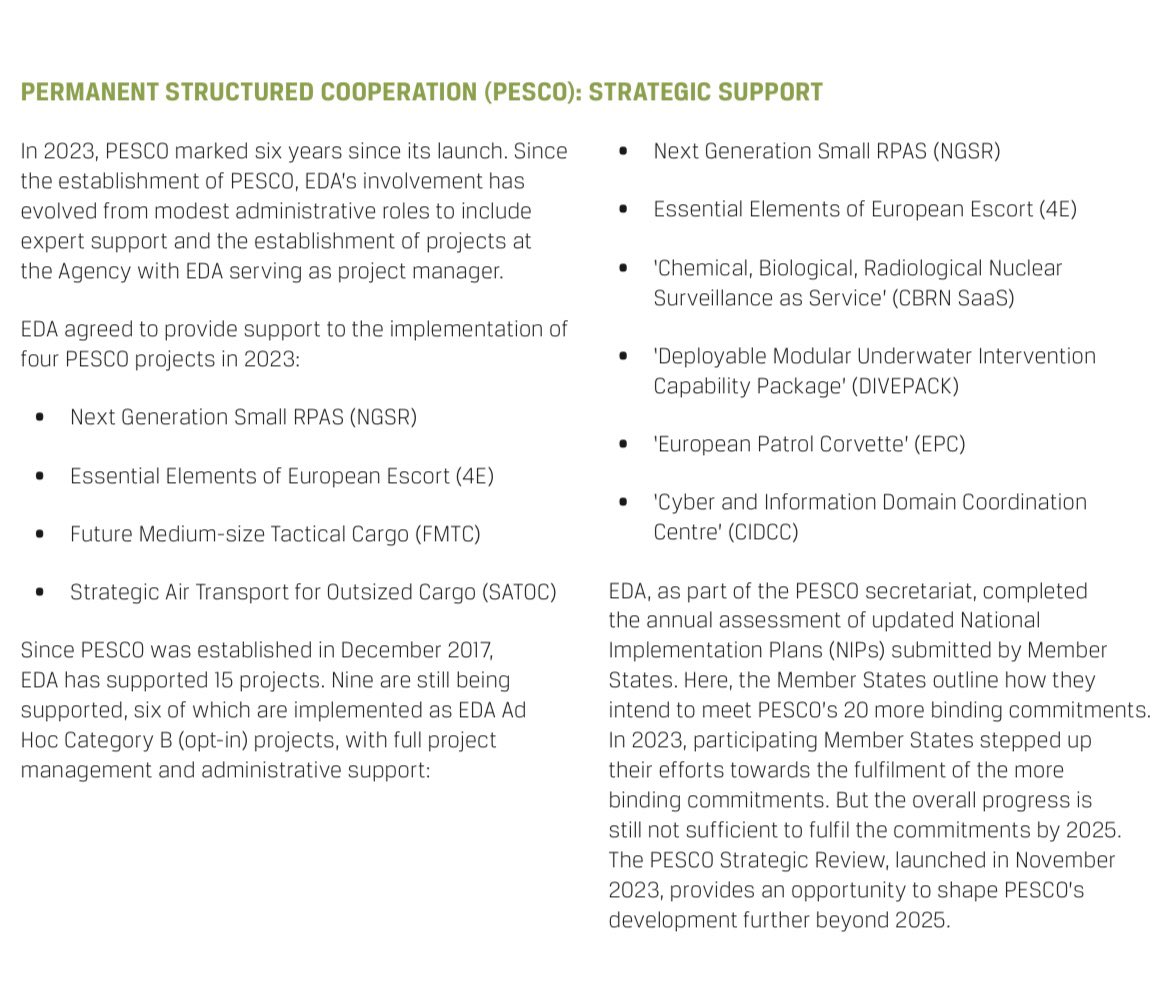 In the EDA’s Annual Report, you can find a short update on Permanent Structured Cooperation. #PESCO
