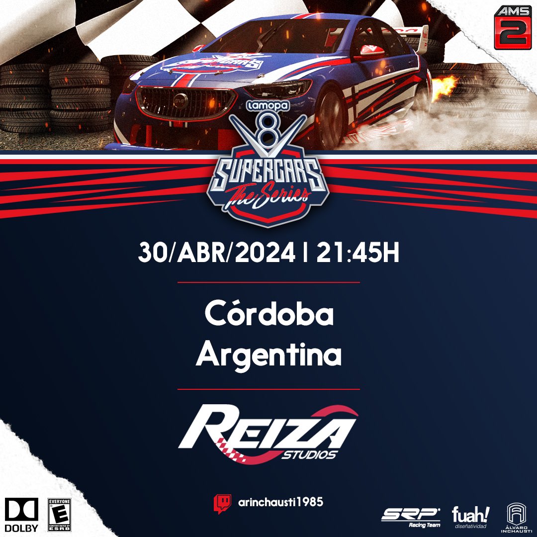 JayMarshallBB's tweet photo. Menos de una semana para el comienzo de las series Super V8 de @ARInchausti1985  en la página de https://t.co/1UqO7xI0E3 tenéis toda la info para la inscripción y para descargar el archivo de las skins. Nos vemos en #Córdoba #automobilista2 #superv8 #SimRacing #LaMopa https://t.co/IEoUuodLrx