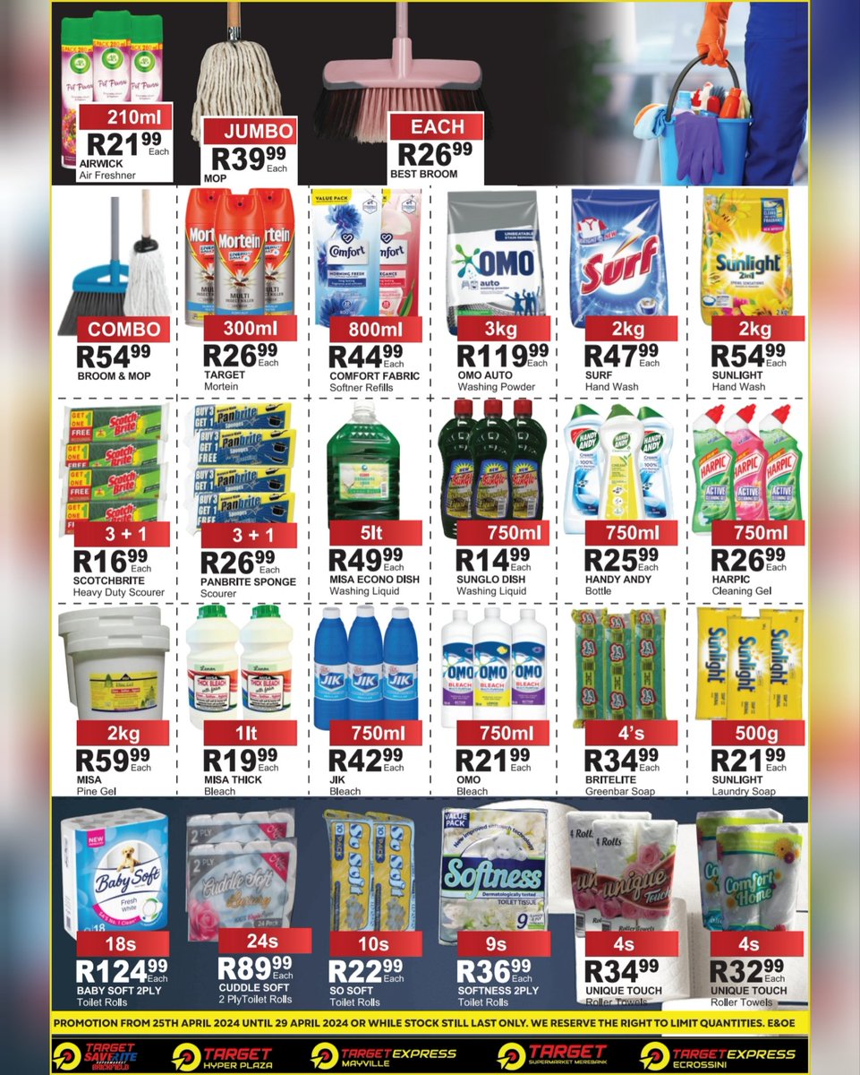 targethyper's tweet photo. 🎯🌿 Month End Catalogue 🌿🎯 

🎯 Promotion Valid From 25/04/2024 Until 30/04/2024.
Prices Valid while Stocks last.

#target #targethyperplaza #targetsaveritebrickfield #targetsupermarketmerebank #targetexpressmayville #targetexpressecrossini @highlight https://t.co/tms8ZzA4uV