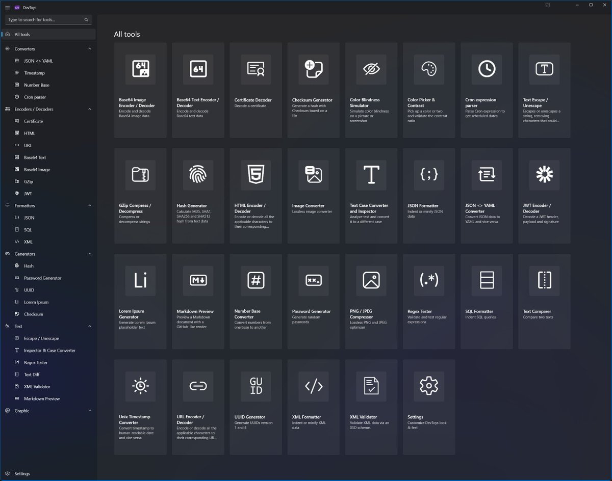 anerdguynow's tweet image. DevToys is seriously a fantastic app. So many great little tools all in one place, and open source to boot.