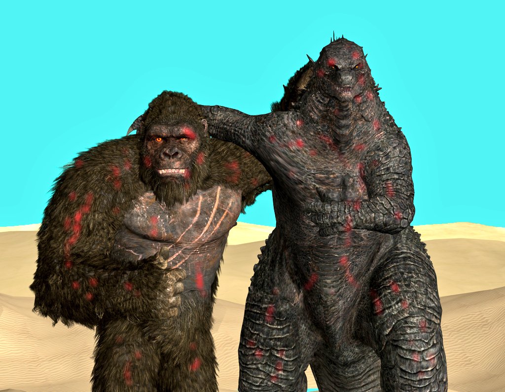 Godzilla and Kong will collaborate #GodzillaXKong #godzilla #Kong #kingkong #3dartwork #godzillavskong