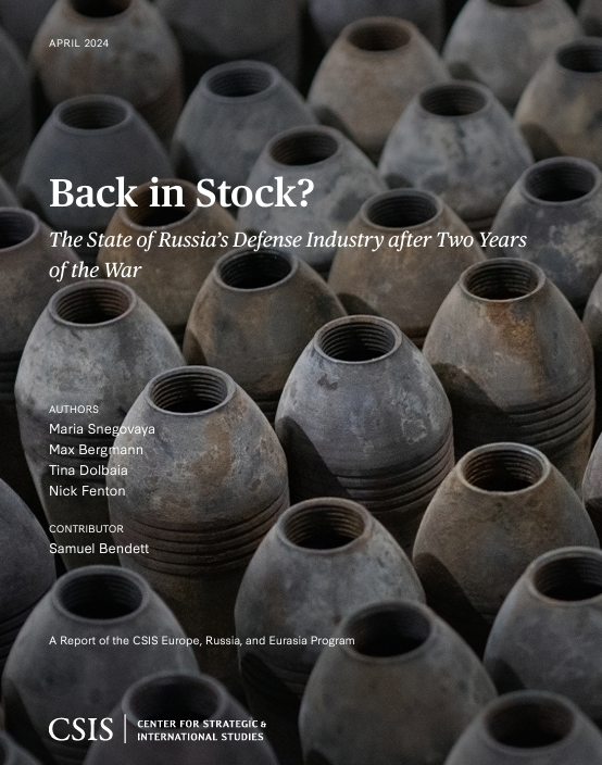 #NEW: As a follow on to last's year 'Out of Stock' report, authors @MSnegovaya @maxbergmann @TinaDolbaia @nickbfenton (w/ contributions from @sambendett) have published 'Back in Stock? The State of 🇷🇺's Defense Industry After 2 Years of the War.' Short thread on the report 🧵