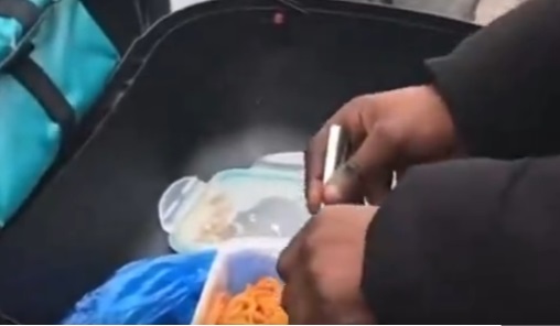 Since when do takeaways come in click-lock containers? He is eating his own food.