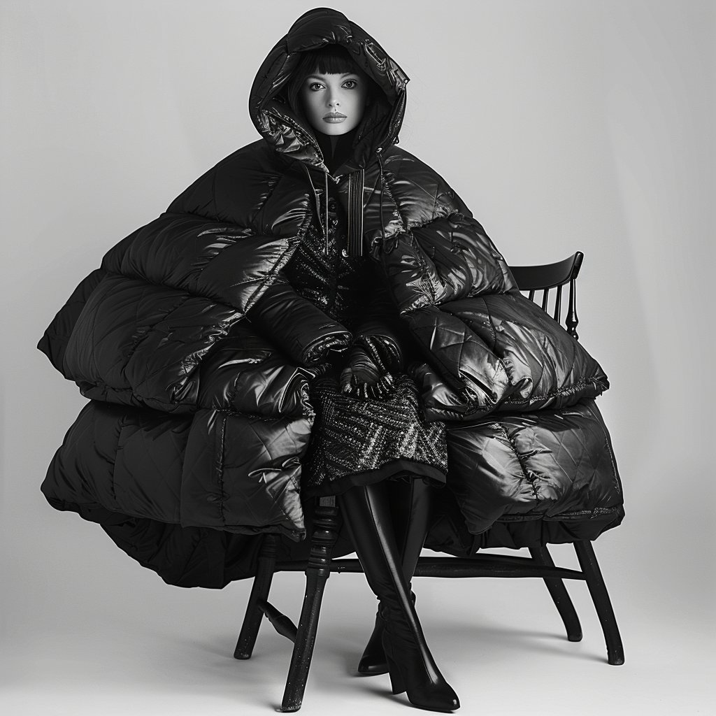In the style of Richard Avedon, 8 images of women in black down coats have dropped on Patreon...

Follow us for more great content

#downcoat #puffercoat #photography #richardavedon #art #aiart #midjourneyart