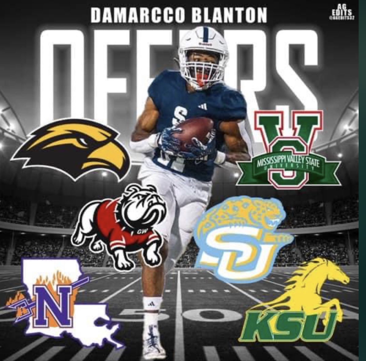 Damarcco Blanton,WR 6’0” 180lbs Southwest CC December 2024 Grad @DamarccoB 🏆All-MACCC WR ✅Speed(4.41) 🎥 hudl.com/v/2M5BsH