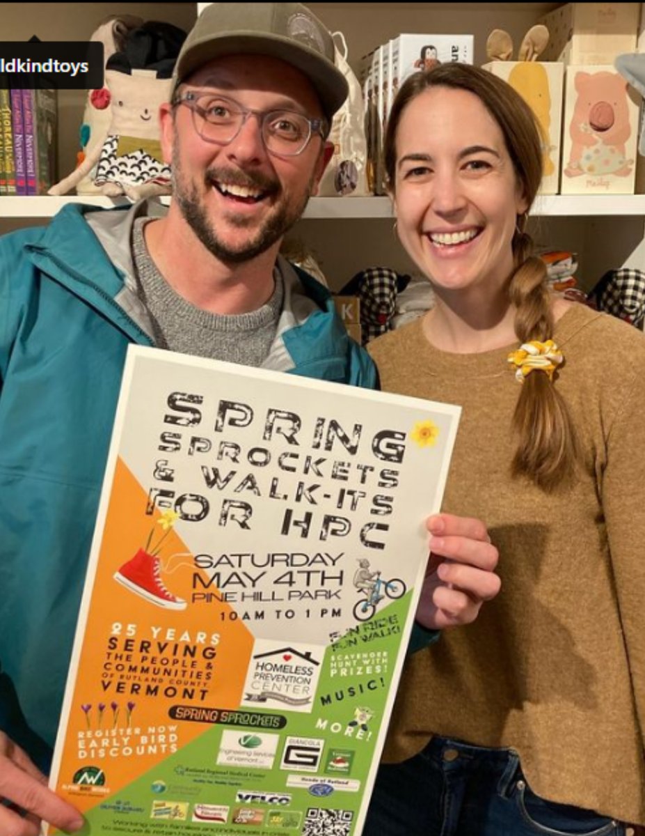 Thanks so much to Andy and Logan for another great prize: a $100 gift certificate to #WildKindToys
Some lucky kid will win this at #hpcspringsprockets on May 4th at #pinehillpark
#funride #funwalk #endhomelessness #rutlandvt #vermonttoystore