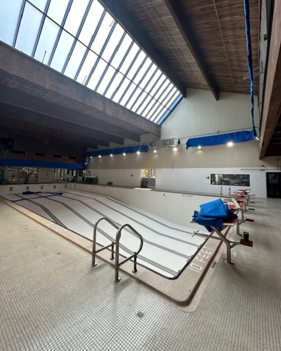 A peak inside the Lap Pool as new duct work is going up today! We can't wait for the Lap Pool to reopen on May 6. #reno #laps