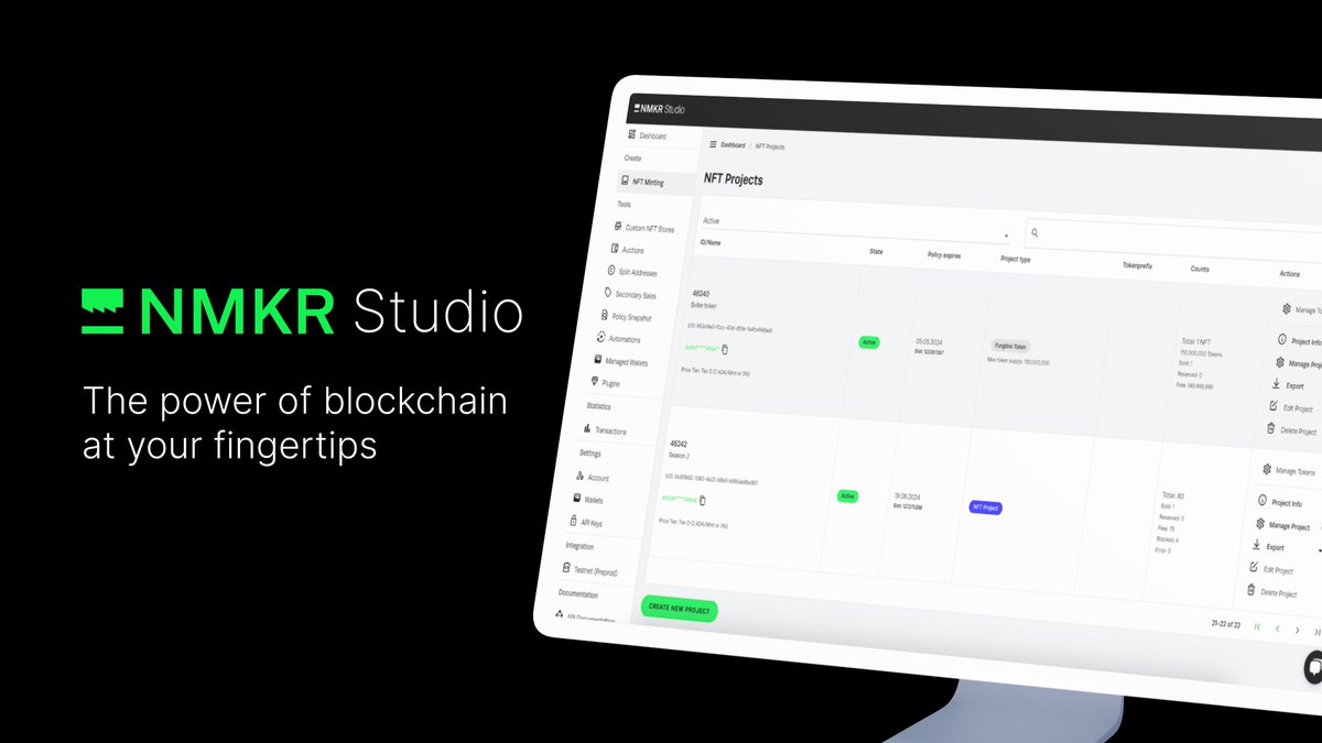 The power of the #Cardano blockchain at your fingertips with NMKR Studio. 🫰 Get started for free today -> studio.nmkr.io Features: No-Code. Dashboard. Minting. Bulk-Upload. Minting. API. Multi Media. CIP68 & CIP25. Sale Conditions. FIAT Payments. ETH & Solana…