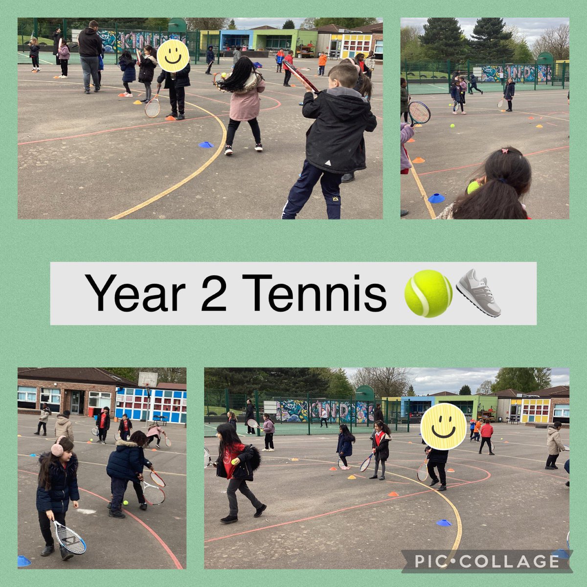 Year 2 Herbert class practising their tennis skills! 🎾👟