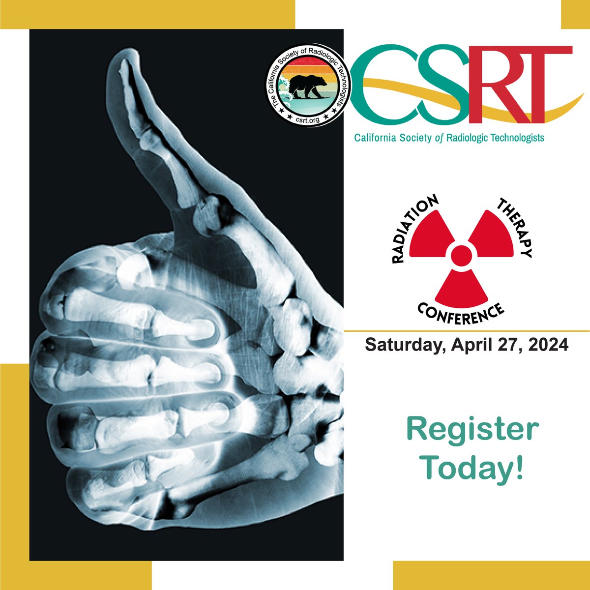 📣 Only one week left to register! Don’t miss your chance to join us at the CSRT 2023 Virtual Radiation Therapy Conference.🔗 Register now bit.ly/CSRT_RTC24.
#CSRT2023 #RadiationTherapy #VirtualConference