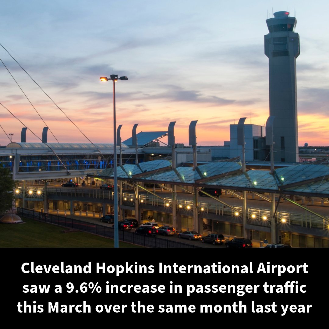 🛫 In March, Cleveland Hopkins International Airport (CLE) welcomed 876,834 guests, a 9.6% increase over the same month last year. ➡️ Year-to-date, CLE passenger results are up over 8% compared to 2023 and up nearly 3% compared to 2019, the last full year pre-pandemic.