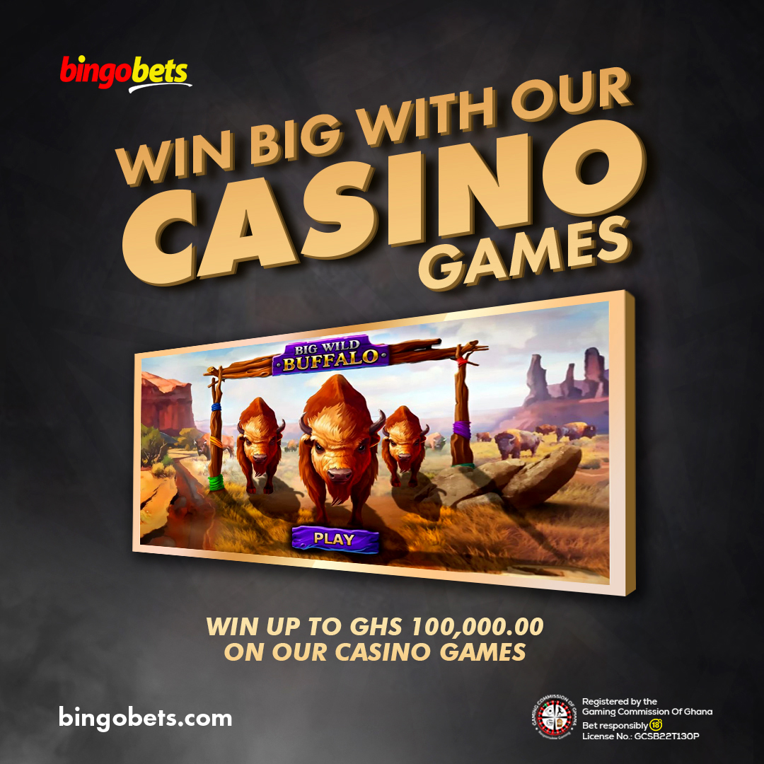 bingobetsgh's tweet photo. "🔥Get ready for some WILD CASH action with our Best casino game of the week!
Play WILD BUFFALO for BIG cash rewards. Click this link ➡️ https://t.co/J8NKkm4AZ5 to place your bets and join the action.
#BingoBets #MyBet #DadaNaa https://t.co/ueVdM5rE4D