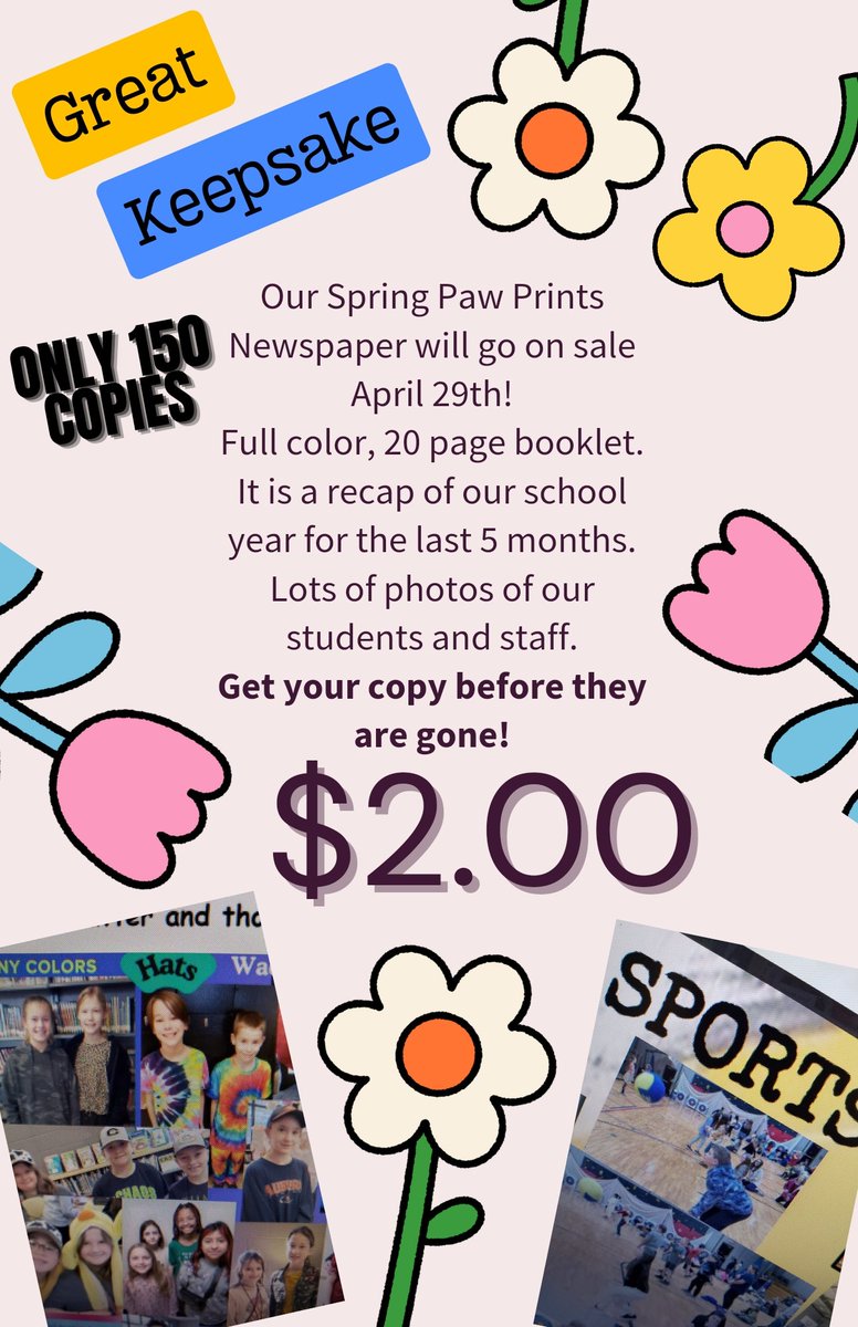 Caroline Burress (@carolineny25) on Twitter photo Our West Paw Prints will go on sale Monday, April 29th. A great keepsake and recap of the last several months at school. Lots of pictures throughout and articles from students. $2.00 <a href="/PrincipalPage/">Jay Page</a> #westway #weststory <a href="/KellyTere/">WEST Elementary School Library</a> <a href="/westpta303/">west elementary pta</a> Our West Paw Prints will go on sale Monday, April 29th. A great keepsake and recap of the last several months at school. Lots of pictures throughout and articles from students. $2.00 <a href="/PrincipalPage/">Jay Page</a> #westway #weststory <a href="/KellyTere/">WEST Elementary School Library</a> <a href="/westpta303/">west elementary pta</a>