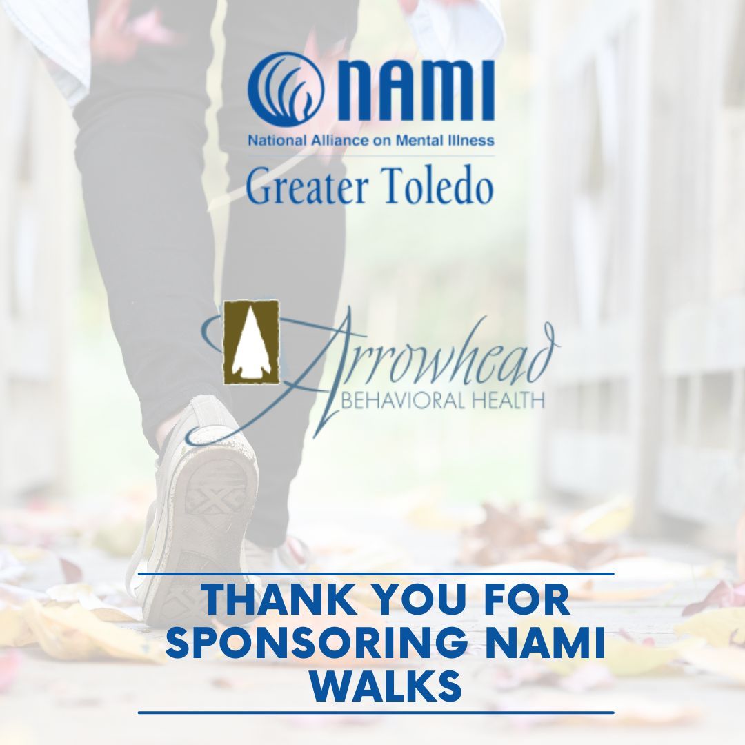 Thank you to Arrowhead Behavioral Health for sponsoring #NAMIWalks!

Because of you and your support, nobody has to walk the mental health journey alone.

Join the cause at namiwalks.org/greatertoledo

#YouAreNotAlone #MentalHealth #NAMI #EndTheStigma
