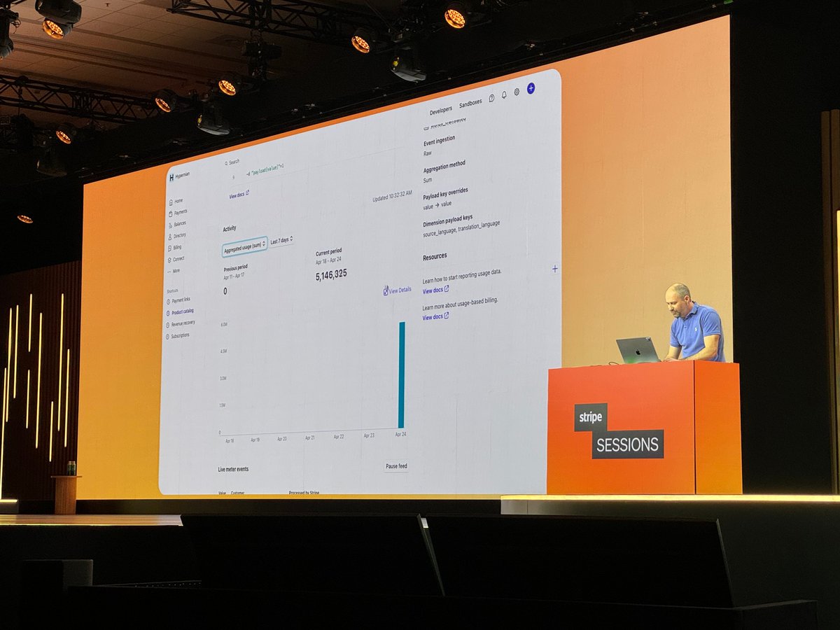 Thrilled about usage-based billing with our new Meters API. You can now ingest, aggregate, and view usage events on Stripe in real time. Get started with usage-based billing, and all the other product updates announced at Stripe Sessions 2024: stripe.com/blog/biggest-u…