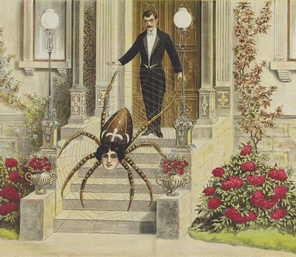 “Spider Girl”, poster, colour lithograph, print by Adolph Friedländer, Hamburg, 1922 🕸️