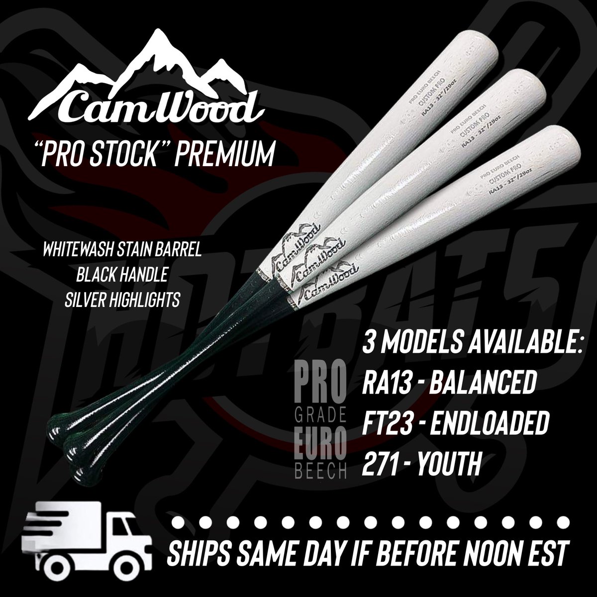 HotBats1's tweet photo. ☀️SummerBall = Wood Bat Tourneys!
⌛️Don’t want to wait for a custom? 
🚚We now offer “Pro Stock” woods 
that ship same day if before noon 🕛 EST!

Check em out here https://t.co/cUS8Ujsrkv https://t.co/a2gwYLqSkl