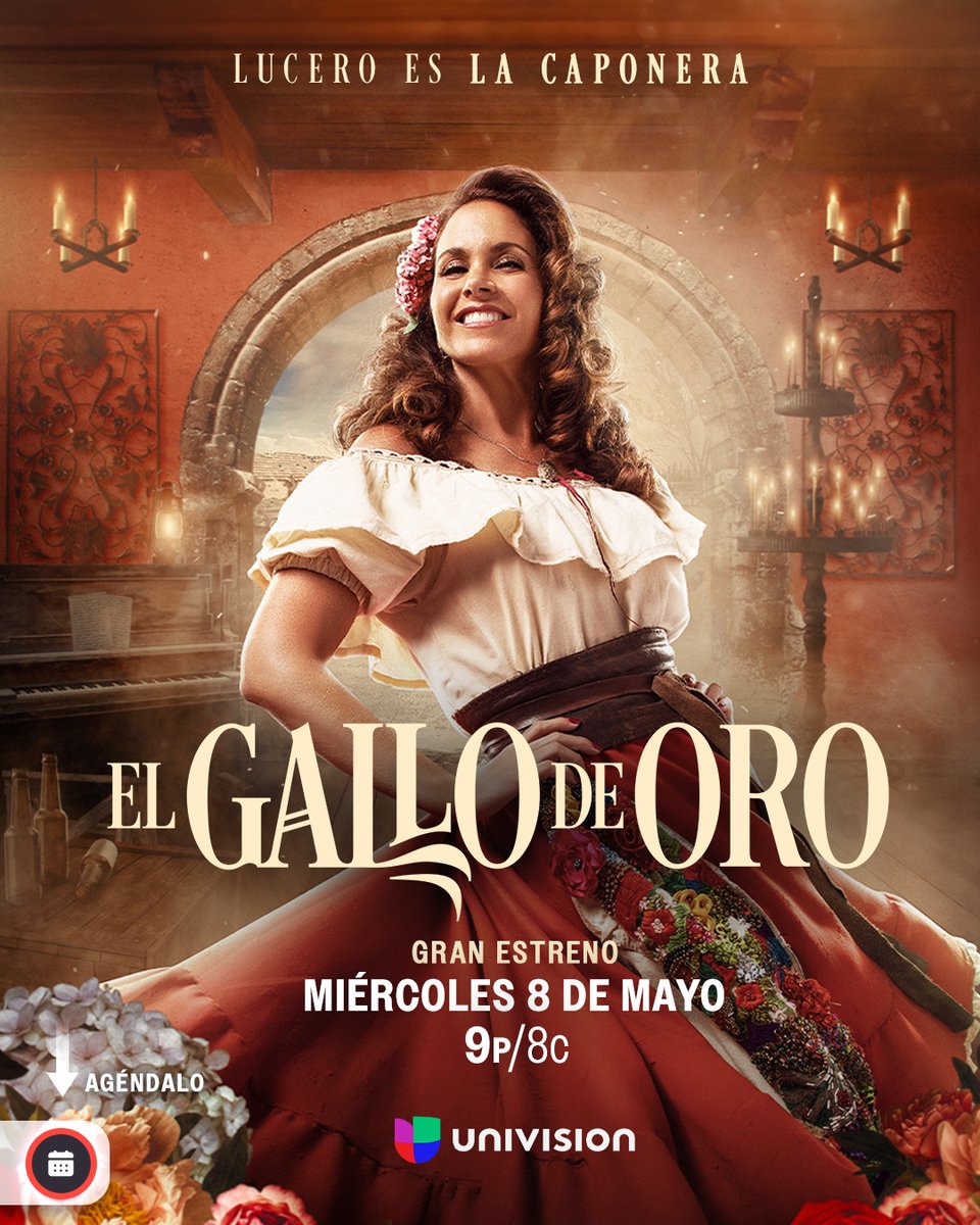 Univision's tweet photo. ¿Listos para disfrutar de un drama de época con @luceromexico? 🐓🌵
👇🏼Agenda el estreno de #ElGalloDeOro , miércoles 8 de mayo 9p/8c por #Univision https://t.co/BTds8zTsD2