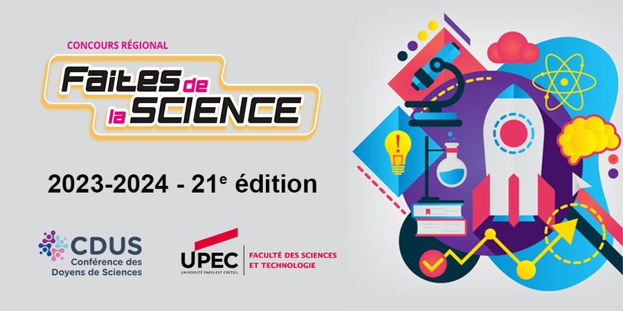 Faculté Sciences Techno UPEC (@fst_upec) on Twitter photo Le concours régional #Faitesdelascience, c'est ce jeudi 25/04, à la <a href="/FST_UPEC/">Faculté Sciences Techno UPEC</a> 😀
Nous avons hâte de découvrir les projets scientifiques des élèves de <a href="/AcCreteil/">Académie de Créteil</a>.
Bonne chance à l'ensemble des participants !
👉En savoir plus : bit.ly/3UhdIQj
<a href="/UPECactus/">UPEC</a> <a href="/CDUSciences/">CDUS</a> Le concours régional #Faitesdelascience, c'est ce jeudi 25/04, à la <a href="/FST_UPEC/">Faculté Sciences Techno UPEC</a> 😀
Nous avons hâte de découvrir les projets scientifiques des élèves de <a href="/AcCreteil/">Académie de Créteil</a>.
Bonne chance à l'ensemble des participants !
👉En savoir plus : bit.ly/3UhdIQj
<a href="/UPECactus/">UPEC</a> <a href="/CDUSciences/">CDUS</a>