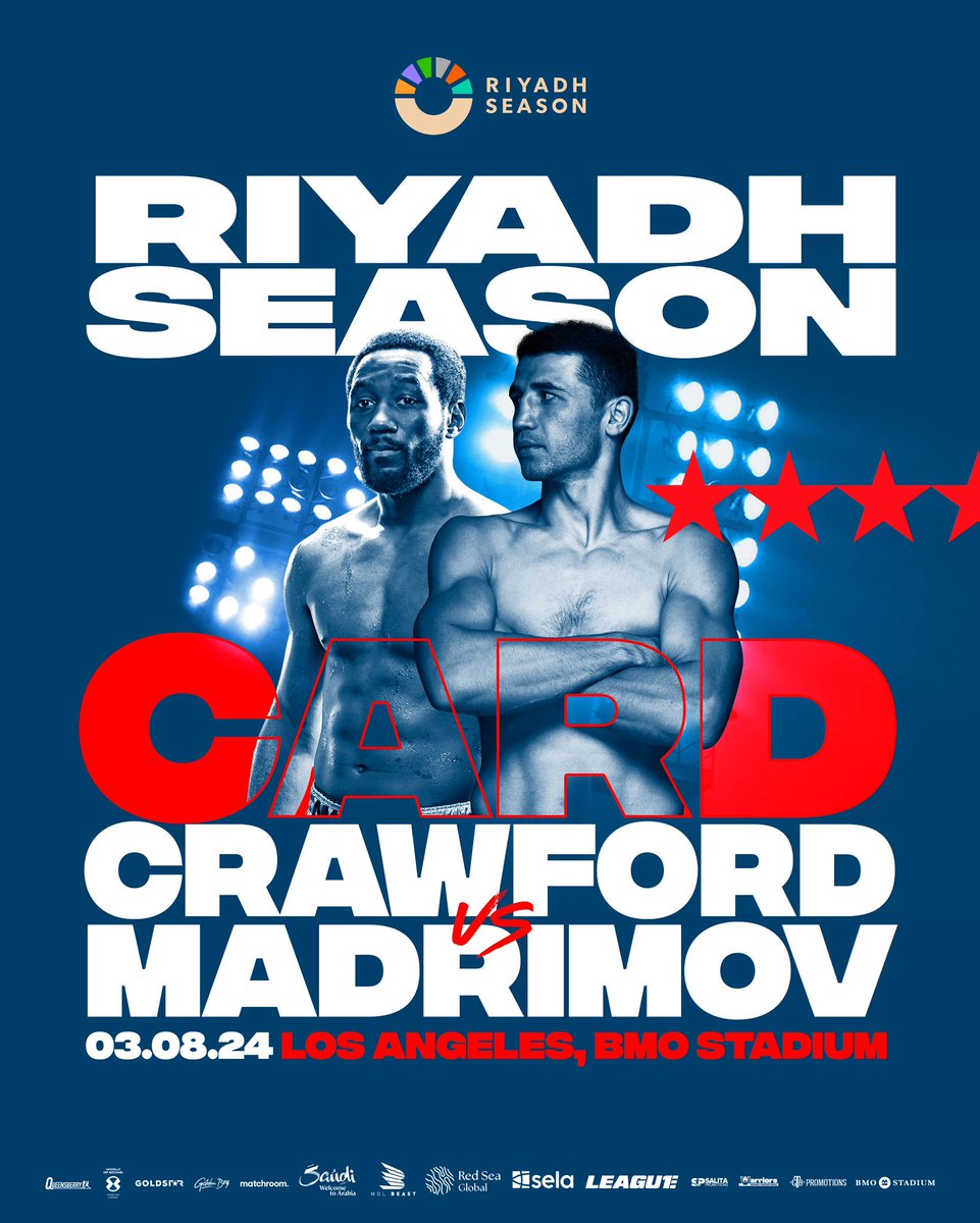 Los Angeles will witness an epic bout for #RiyadhSeasonCard as champions Crawford and Madrimov compete for the WBA and WBO interim World Super-Welterweight titles 🥊🔥🇸🇦