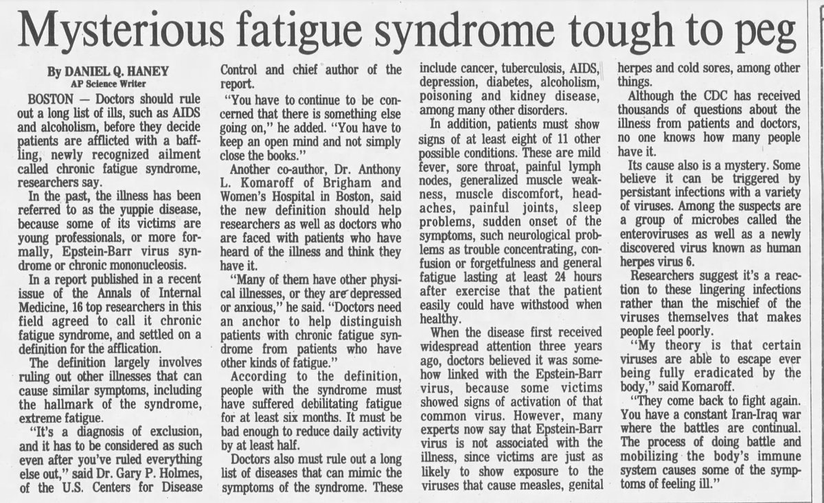 Thirty-six years ago today. The Paducah Sun, Kentucky, US. 24th April 1988. #MyalgicEncephalomyelitis #myalgice #cfs #cfsme #chronicfatiguesyndrome #mecfs.