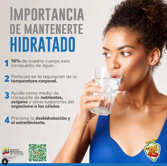 gestionsINN's tweet photo. El agua ayuda a mantener la temperatura de tu cuerpo normal. Además necesitamos abundante agua para estas olas de calor. @InnVenezuela #AgarraDatoCome4S #SembrandoPatria https://t.co/S9K0aiZkmt