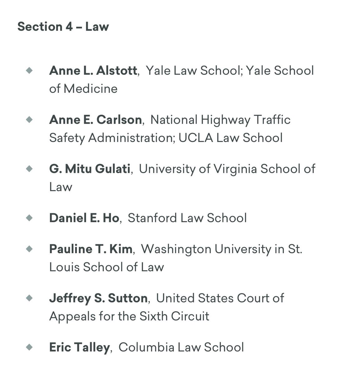 Congratulations to the new elected members of the American Academy of the Arts & Sciences. amacad.org/new-members-20… Here’s the new law section: