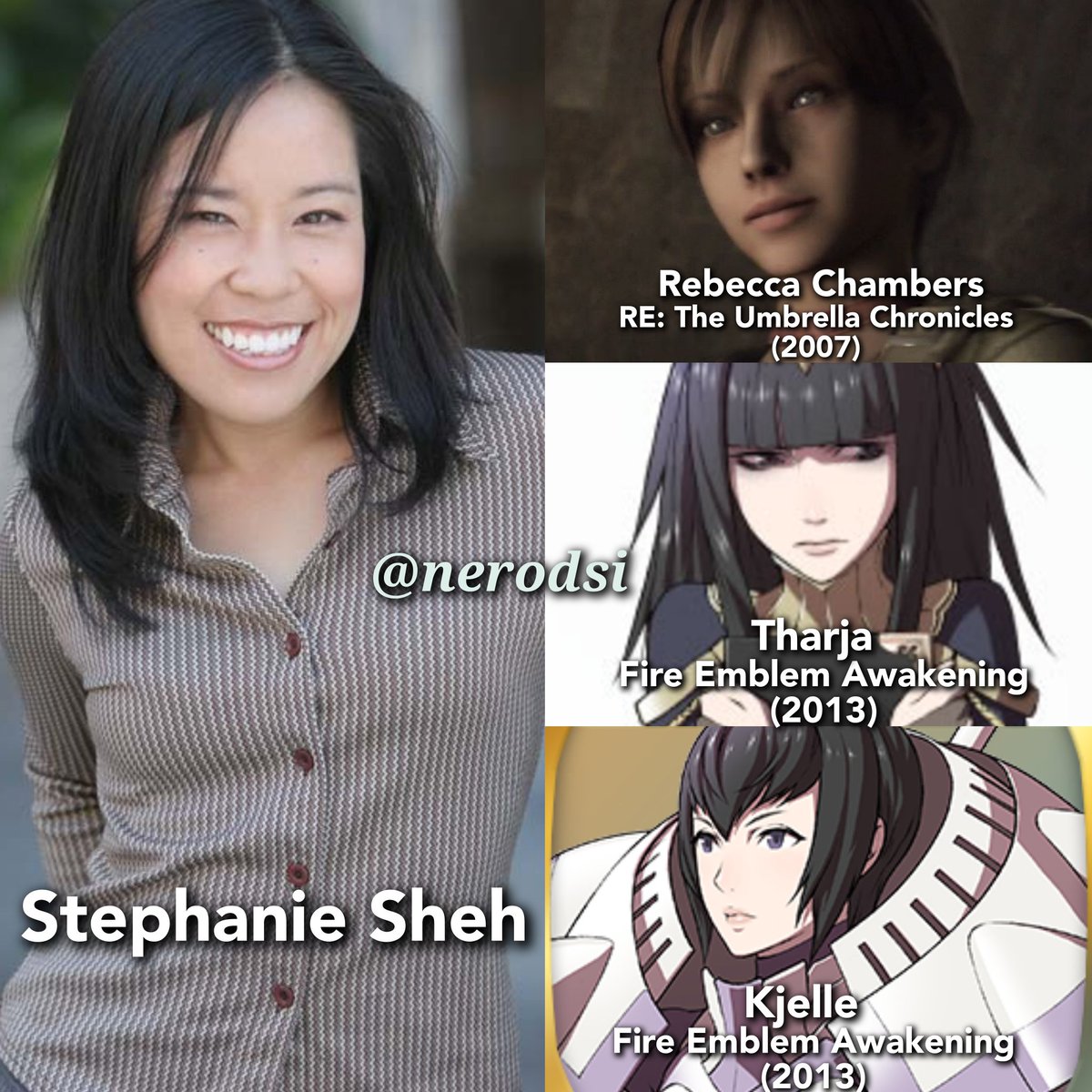 Stephanie Sheh is the voice actress for Rebecca Chambers in Resident Evil: The Umbrella Chronicles (2007) & Tharja + Kjelle in Fire Emblem Awakening (2013) (Made by me) #ResidentEvil #REBHFun #REBH28th #RE #RebeccaChambers #Biohazard #FireEmblem #FireEmblemAwakening #Capcom