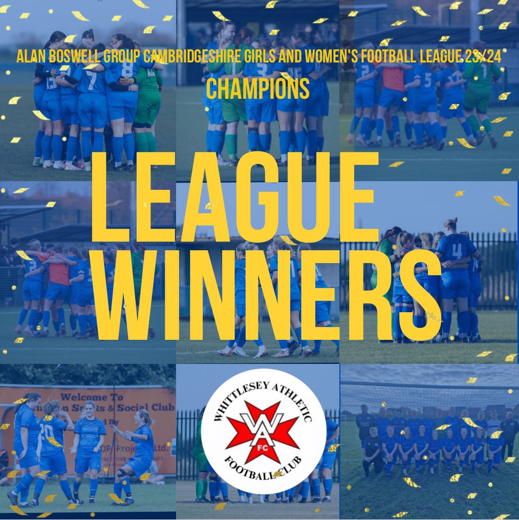 WAFCladies's tweet photo. 🏆CHAMPIONS 🏆

After our opponent pulling out of our fixture on the 1st may we have been awarded the three points which means…

Whittlesey Athletic ladies are the title winners of the Alan Boswell group Cambridgeshire women premiership 🎉🎉🎉

#wafc https://t.co/LUQtIjw7ZG