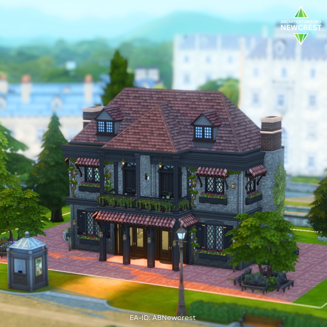 🍁 Dark Brick Duplex House 🍁
[floorplan & more screenshots in comments]

🏤 Can be turned into a rental (2 units)
🛋 Fully furnished
🍀 Functional & playtested
🏘 Cottage Living & Cats and Dogs
✅ No CC
📐 30x20

It's in the gallery. EA-ID: ABNewcrest 🌿