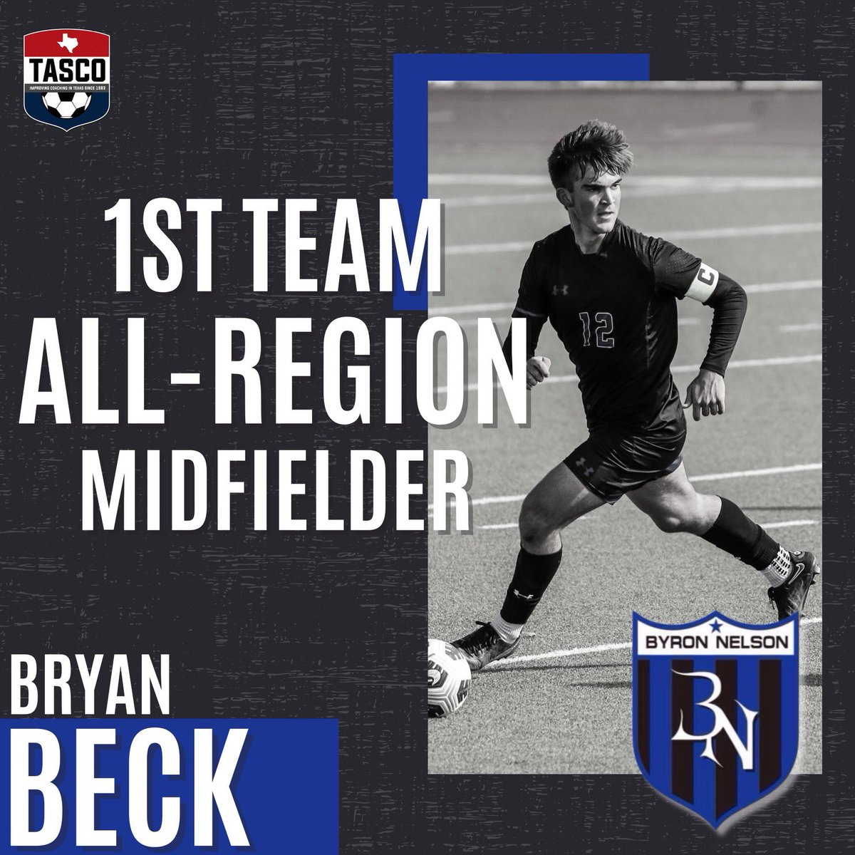 Another accolade for our graduating senior, @BryanBeck_2005 Well done! @tascosoccer