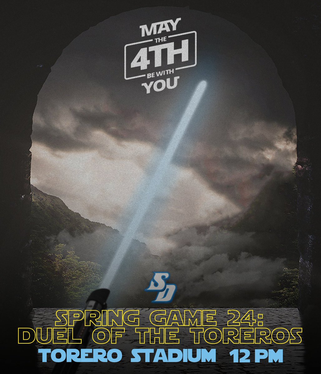 May the 4th be with you for the Duel of the Toreros!

Free admission. Kickoff at 12pm. 

Be there, you will. 

#SpringGame | #GoToreros