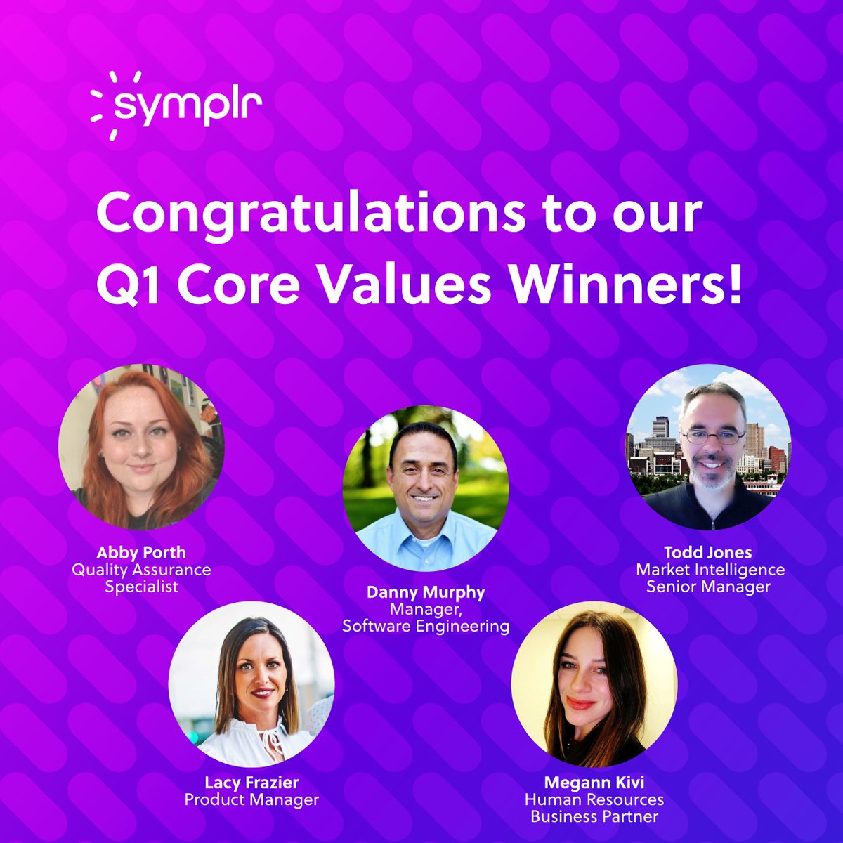 Celebrating our Q1 Core Values Award winners! 🌟 Abby Porth: Teamwork is Our True North 🌟 Lacy Frazier: Relentlessly Champion the Customer 🌟 Megann Kivi: Lead Through Equality & Integrity 🌟 Danny Murphy: Forge the Path 🌟 Todd Jones: Rooted in Action & Outcomes