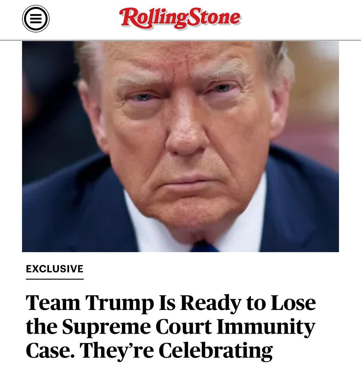 EXCLUSIVE: Team Trump doesn’t expect the Supreme Court to bless his extreme vision of presidential immunity for life. “We already pulled off the heist,” says a source close to Trump. Story: rollingstone.com/politics/polit…