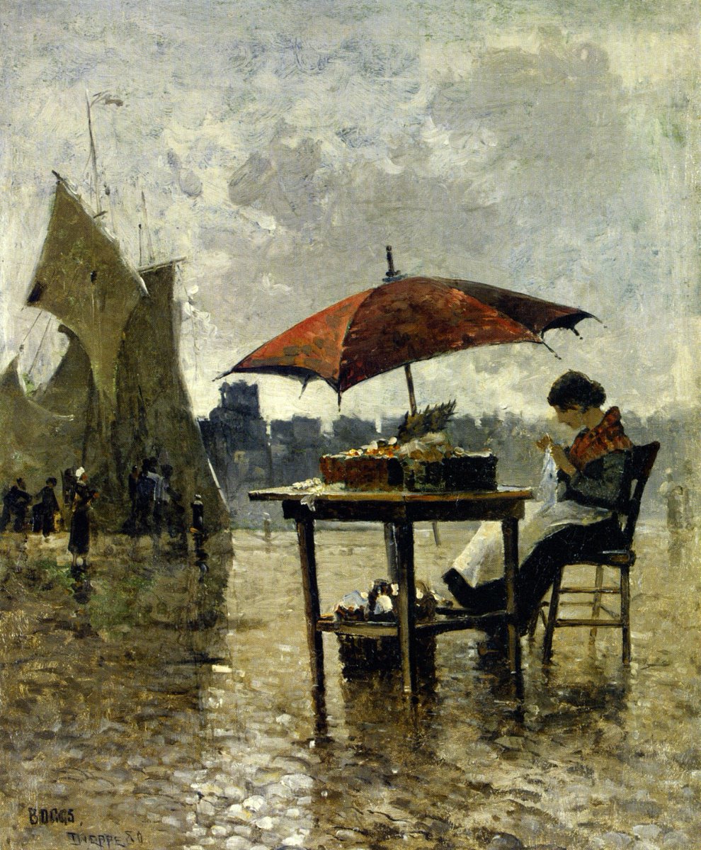#arts #artlovers #ArteYArt #painting #donneinarte #music Frank Myers Boggs - On the Quai, Dieppe 1880