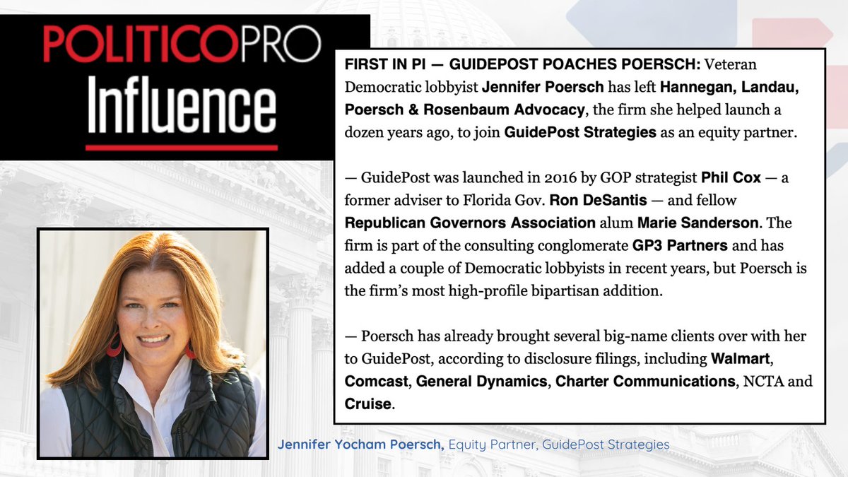 We are thrilled to welcome <a href="/JenniferPoersch/">Jennifer Poersch</a> to our team as Partner!  Poersch, a leading policy and political advisor, will provide unrivaled expertise in Democratic political strategy and government affairs.

Read the full press release here:
guidepost-strategy.com/guidepost-stra…