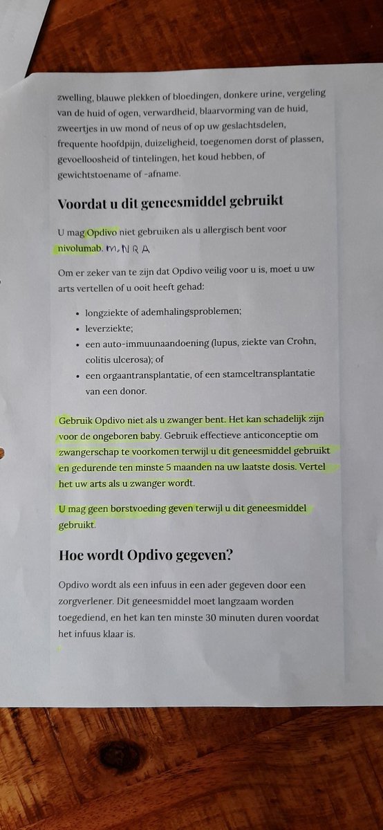 @DirkVerbeek79 @SteigstraHerman Mnra zwangere vrouwen mogen dit niet gebruiken gebruiks aanwijzing OPDIVO NIVOLUMAB