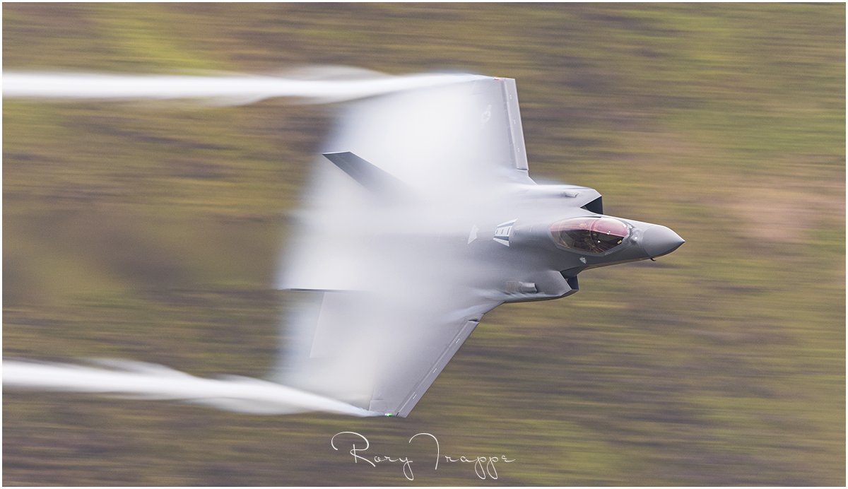 500 ft 500 kts . A USAF F35A on the Mach loop this morning. Taken at  1/100th at 500mm .@RAFLakenheath1 #photography #machloop