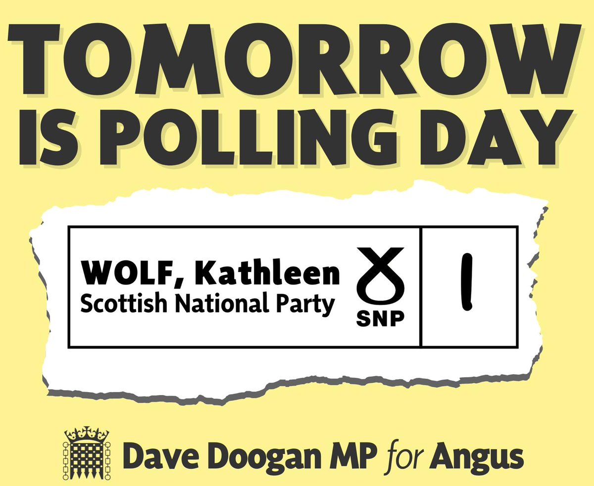 ✍️🗳️ Tomorrow is polling day in Arbroath West Letham & Friockheim - Vote 1 for the SNP's Kathleen Wolf 👍🏴󠁧󠁢󠁳󠁣󠁴󠁿