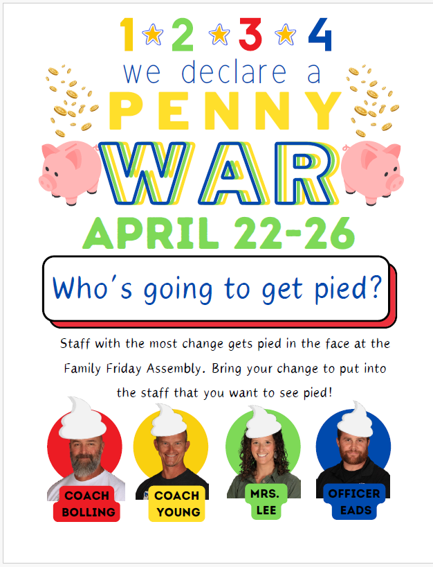 Don't forget wildcats!! Who is going to get pied?! @coach_bolling @MrLeYoung @MrsLee_LMS or Officer Eads!?! #whcats #lpsleads Proceeds to go our wonderful @Warrenhillspta