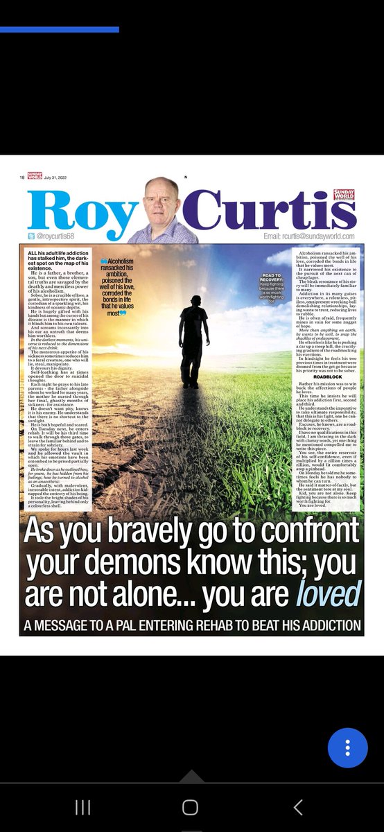 Sometimes, life delivers its blessings. This 20-month-old column was intended as a crutch for a dear friend who was falling. Today, he stands on his own two feet. Understanding the tripwires that addiction plants on every road, but walking on. A better man than I could ever be.