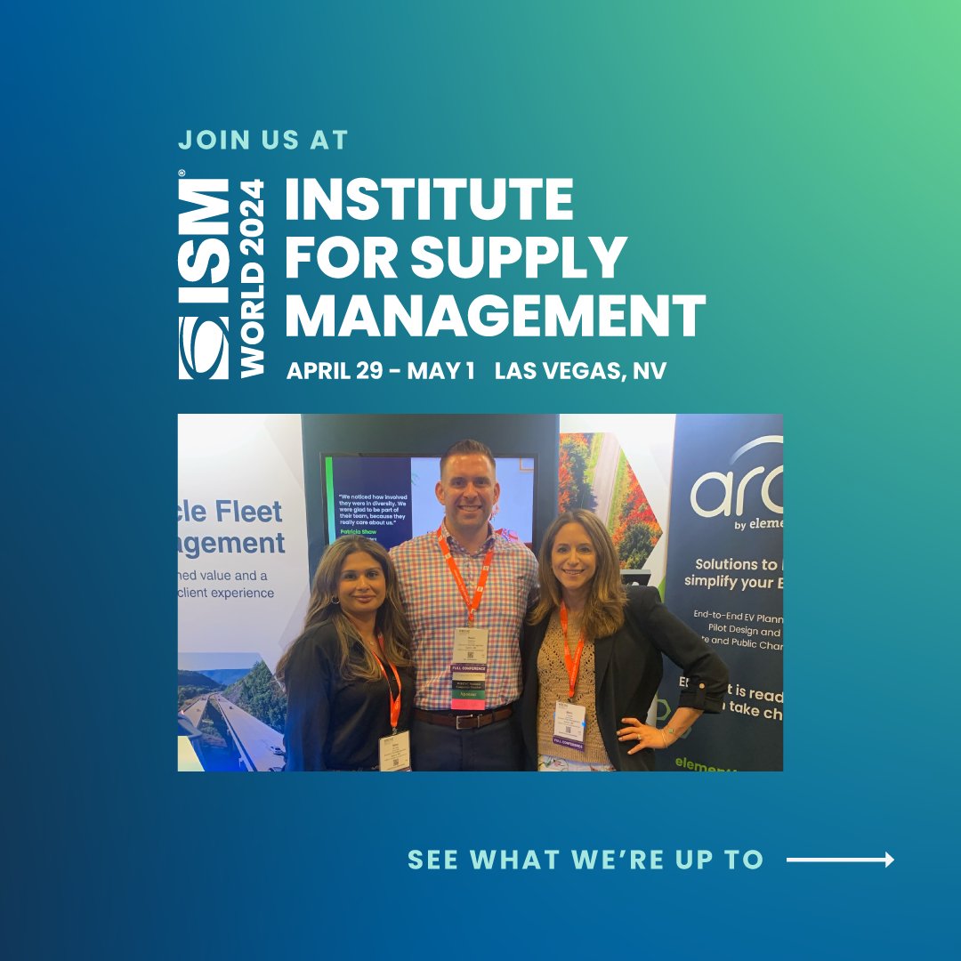 ElementFleet's tweet photo. Join us at the annual @ism World 2024 from April 29 to May 1! Visit us at booth #A-6 to meet our SMEs and discover how our innovative solutions can elevate your fleet: https://t.co/OzY5GElO5m
#ISMWorld2024 #ElementProud https://t.co/A3Uget6sLj