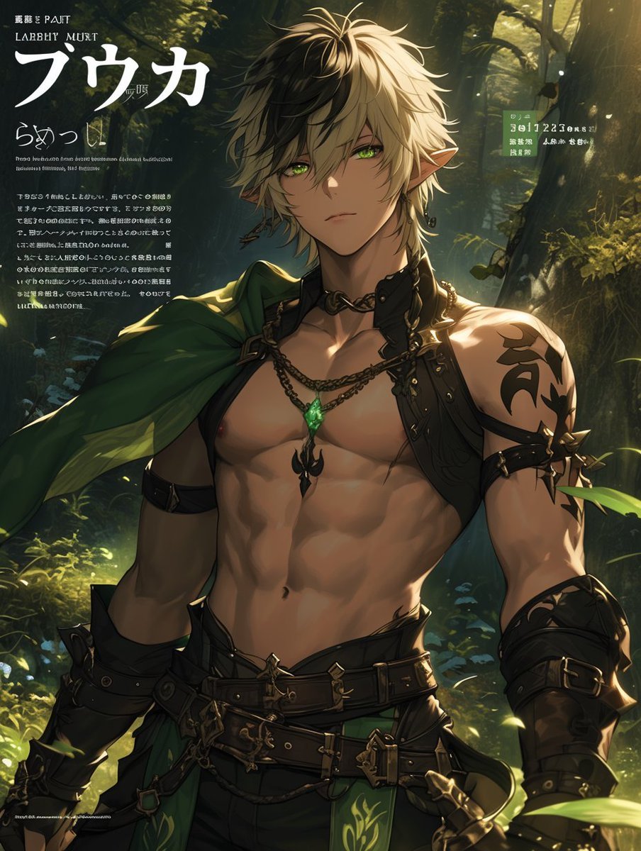 nyamnyam_ai's tweet photo. 「森のエルフさんたちのスナップショット」

※自己紹介つき。でも、謎文字なので読めません

#AIイケメン部　#nijijourneyv6 https://t.co/ZfPCtcx5BC